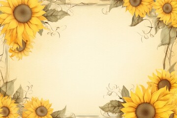 Vintage sunflower frame backgrounds plant petal.