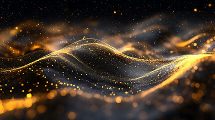 Abstract glowing waves symbolizing data transfer on a dark background