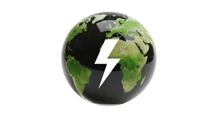 Obraz premium Global energy solutions earth with lightning bolt illustration