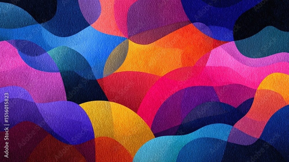 Poster colorful overlapping shapes create a visually stimulating and abstract pattern. the translucent wave