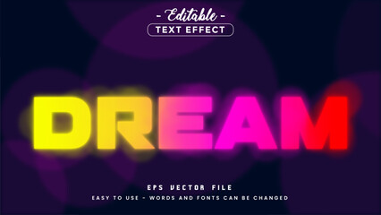 Fototapeta premium Colourful dream text, editable text effect.