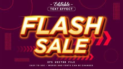 Fototapeta premium Glossy flash sale text, editable text effect.