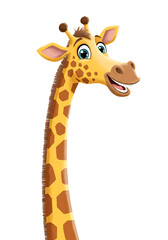 Obraz premium Cartoon Giraffe Head Illustration: Friendly and Cheerful png, transparent background