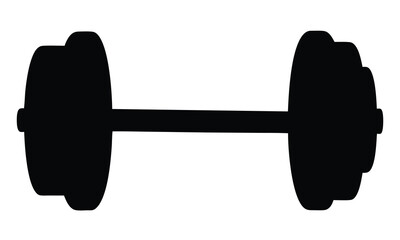barbell icon silhouette vector illustration, barbell black symbol