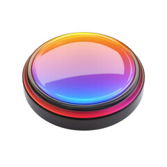 Fototapeta premium Glossy 3D button with rainbow gradient in modern design circular shape metallic rim smooth and on transparent background