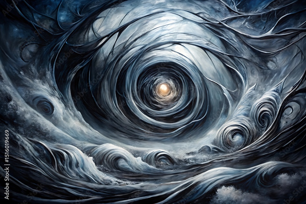 Aufkleber abstract swirling vortex of energy with a central light source, creating a dynamic and mesmerizing t