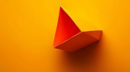 Fototapeta premium Abstract Orange Triangular Paper Sculpture Minimalist Design