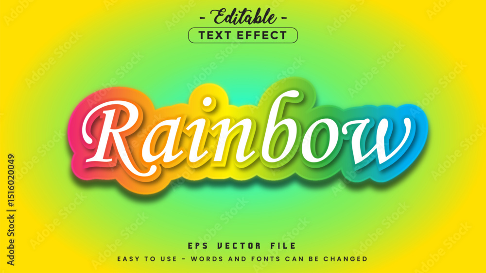 Poster rainbow text style, editable text effect.