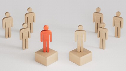 The leaders of the two teams stood out from the crowd, condensed successful team leaders.Leadership with business success concept.3D rendering on whitebackground.