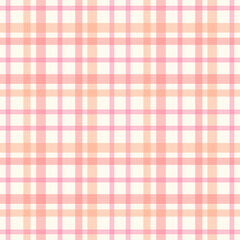 Seamless plaid pattern with intersecting lines in pastel pink and beige tones on creamy white background