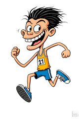 Cartoon Illustration of a Running Boy, Energetic and Fun png, transparent background