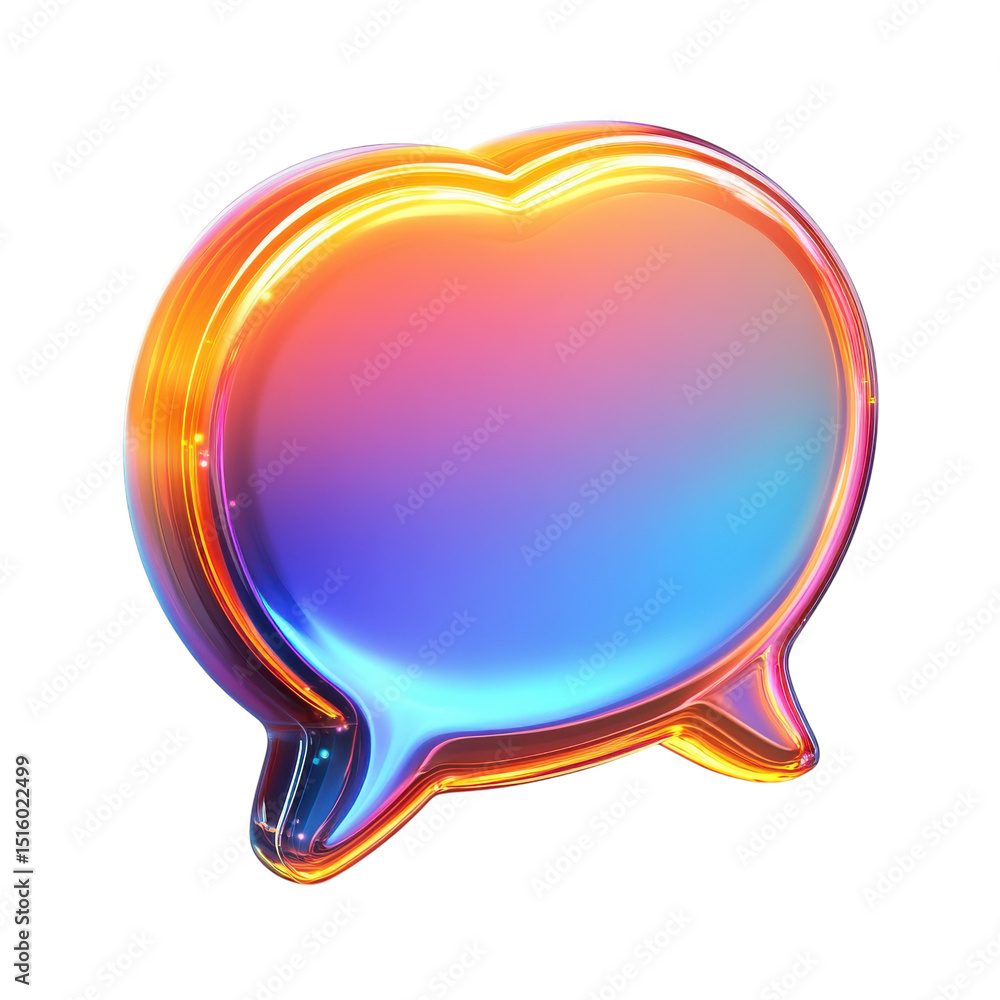 Poster luminous gradient speech bubble icon communication neon light chat message dialogue box on transpare