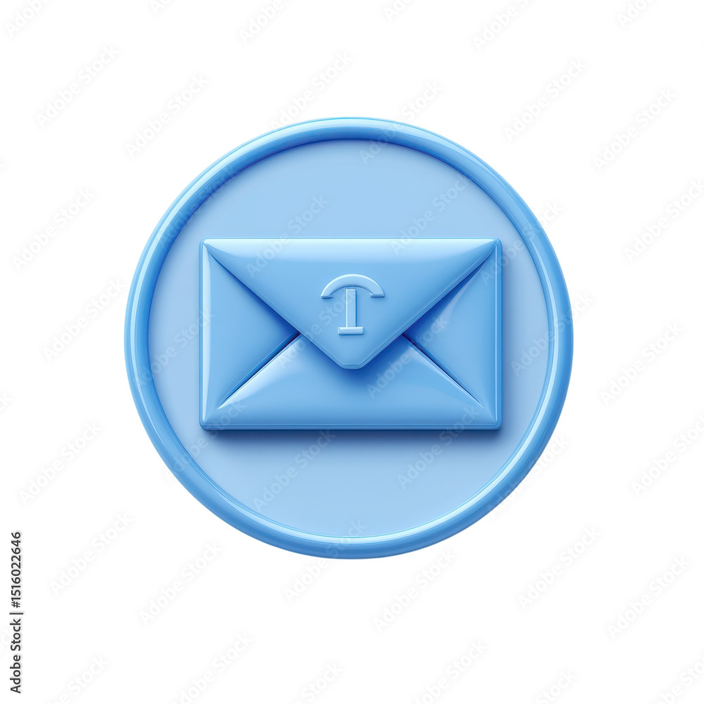 Poster blue email icon 3d rendering communication design element notification envelope symbol message on tr
