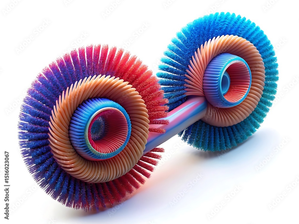 Poster abstract colorful spiral brush design isolated on white background, a vibrant and modern 3d renderin