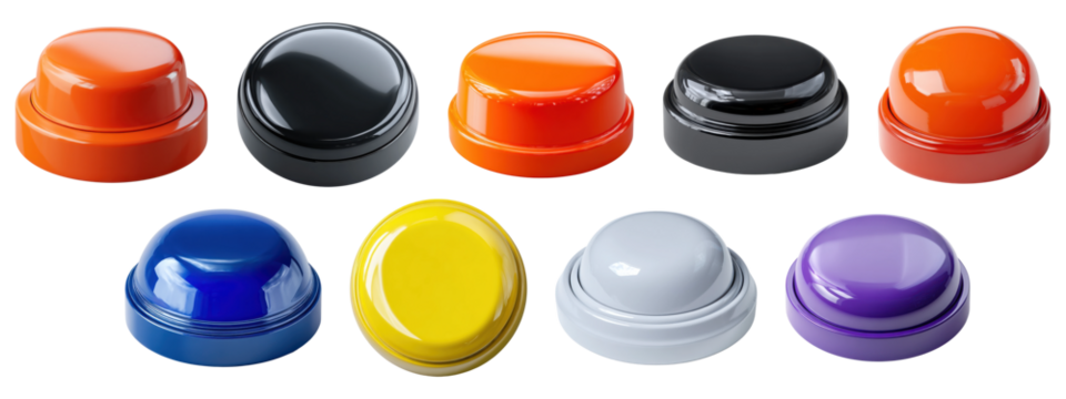 Set of colorful glossy push buttons in assorted colors - Powered by Adobe