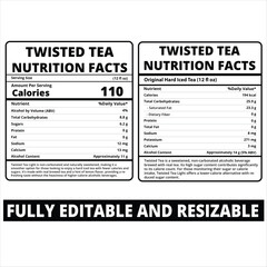 Obraz premium Twisted tea nutrition facts, twisted tea light nutrition facts, Nutrition facts, Nutrition Facts Label