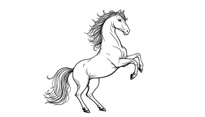 Majestic Horse in mid-air: A stunning monochrome illustration