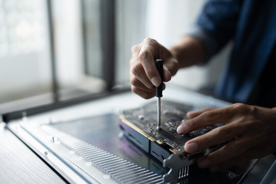 IT Engineer installing Hardware Equipment Development Facility Engineer  Maintenance computer Motherboard Electronic repair shop technology business