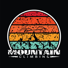 Mountain Climbing Tshirt Design Vector
