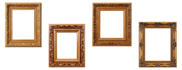 Set of ornate vintage wooden picture frames