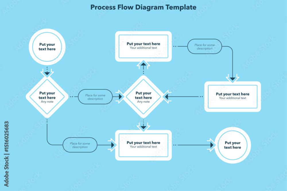 Aufkleber minimalistic modern template for process flow diagram - blue version. flat infographic design for we