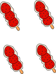 Traditional Chinese Candy Skewer Vector with Red Glazed Fruit – Tanghulu Inspired Sweet Snack for Food Packaging Design