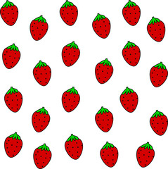 Seamless Strawberry Pattern Vector Illustration for Fruit-Themed Packaging, Textile, Wrapping Paper, and Background Design