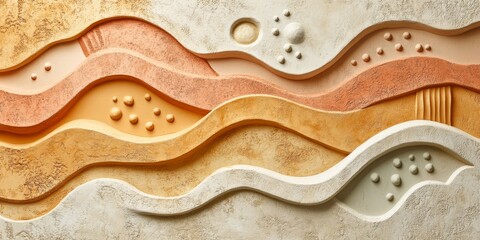 Obraz premium Abstract relief painting creating dynamic flowing shapes with earthy tones