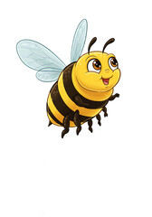 Cute Cartoon Bee Illustration: Happy Honeybee in Flight png, transparent background