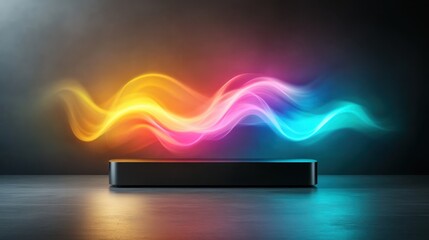 An aesthetically pleasing visualization of colorful light waves creates a sense of movement and energy, blending hues for an abstract piece that evokes creativity and inspiration.