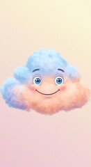 Cartoon cloud character illustration weather sky