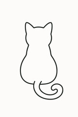 Silhouette of Sitting Cat: A simple, elegant line drawing captures the graceful form of a sitting cat, its tail curled in a playful swirl, creating a timeless, minimalist aesthetic.