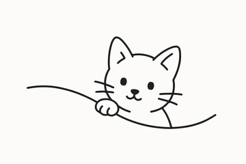 Curious Kitten Sketch: A delightful sketch of a cute kitten, its paws peeking out from a gentle curve, showcasing a playful and inquisitive personality.