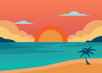 Fototapeta premium tropical beach vector illustration
