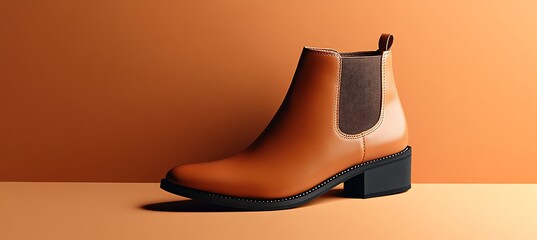 Elegant Fashion Ankle Boot Displayed on Left with Space for Branding on Flat Background