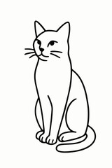 The Serene Gaze of a Cat: A minimalist line drawing of a sleek and elegant cat, showcasing its graceful form and captivating gaze. Capturing the essence of feline poise.