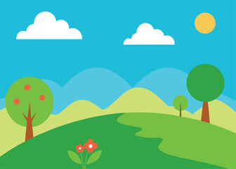 Obraz premium landscape with trees and clouds