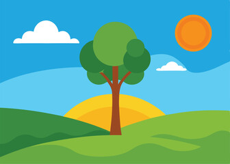 Obraz premium landscape with trees and blue sky