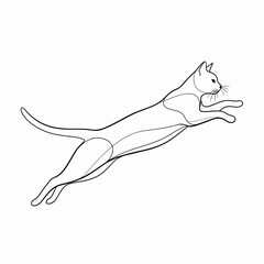 Jumping Cat Silhouette: A sleek, minimalistic outline of a cat leaping through the air, capturing the essence of feline agility and grace.