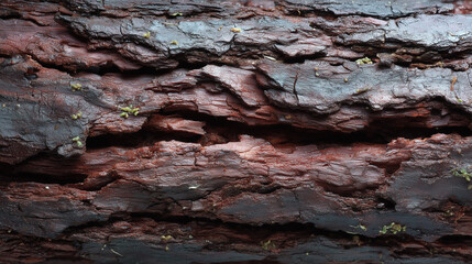 Tamarind Bark Texture &ndash; Dark Flaky Surface with Interlaced Horizontal Cracks and Subtle Sheen