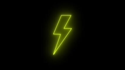 Glowing neon thunderbolt sign.Neon bolt sign. neon lightning bolt. Flash sign. Charge flash icon. Thunderbolt. Lightning strike.Glowing neon line Lightning bolt icon isolated on black background