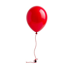Bright Red Balloon Floating in the Air with a Long Colorful String Attached to It