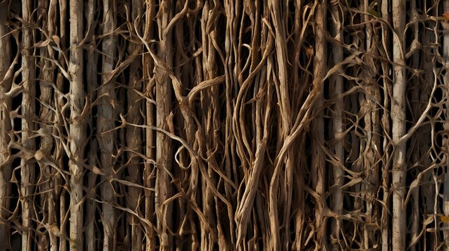 roots of dever, roots of plants, fallen leaves, soil