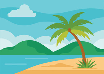 tropical island with palm trees