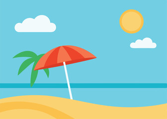 summer beach with umbrella