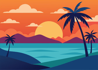 Fototapeta premium tropical beach with palm trees