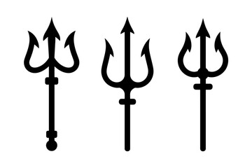 Three black trident vector designs poseidon weapon