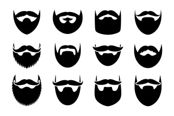 Beard styles vector set of different beard shapes