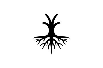 Obraz premium Tree roots illustration black and white vector art