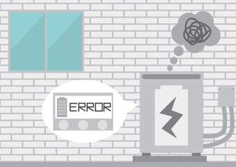 Obraz premium 家庭用蓄電池が故障でリモコンにエラーメッセージが表示されているイメージ素材